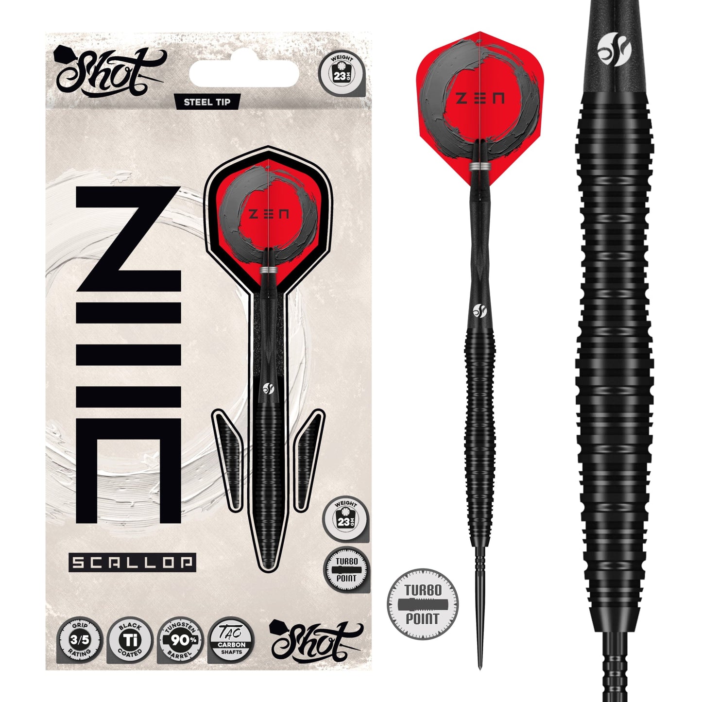 Zen Scallop Steel Tip Dart Set-90% Tungsten Barrels - Point & Purpose